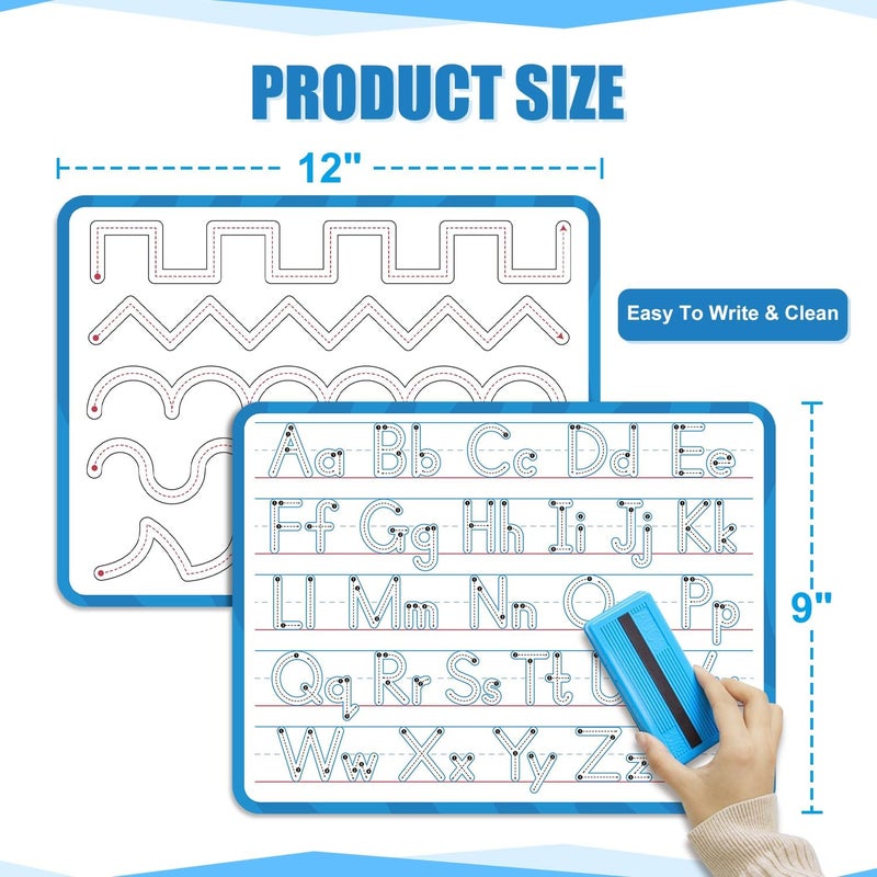 LUHEAGU Handwriting Practice Dry Erase Board – ABC Tracing for Kids Ages 3-5 | Reusable Whiteboard for Preschool, Kindergarten & Homeschool | Ideal for Early Writing & Pre-K Activities | 9" x 12" - Image 4